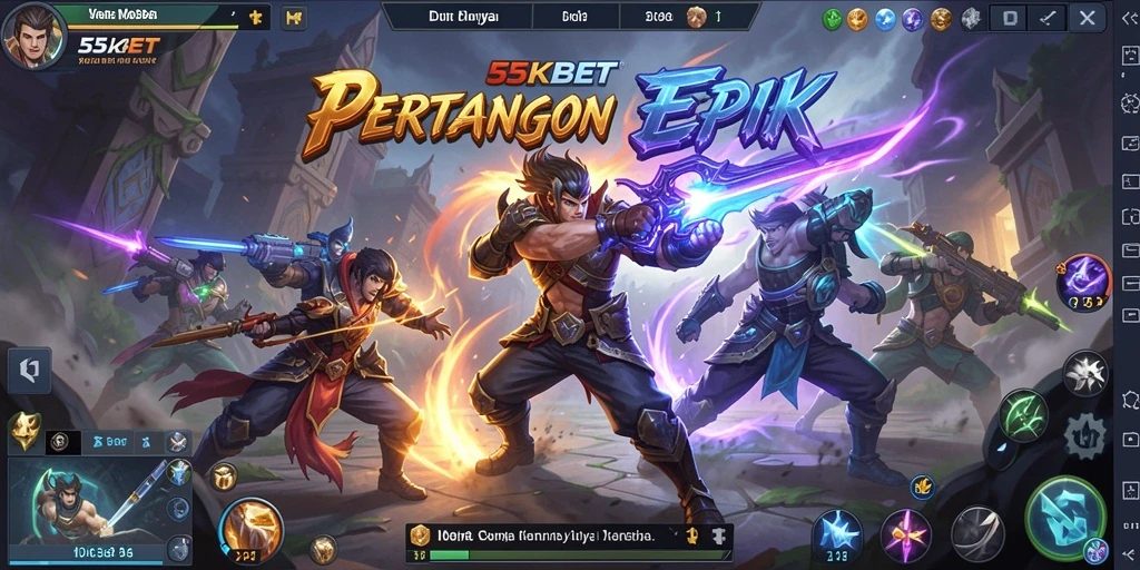 Tampilan gameplay MOBA yang seru dan menegangkan di 55KBET.