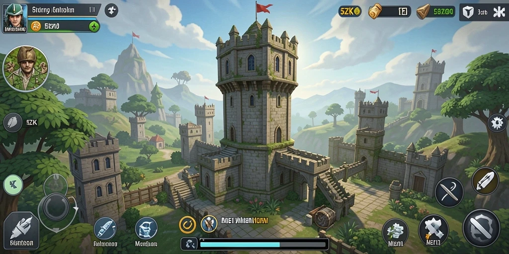 Screenshot gameplay 5ZK menampilkan menara yang siap mempertahankan wilayah.