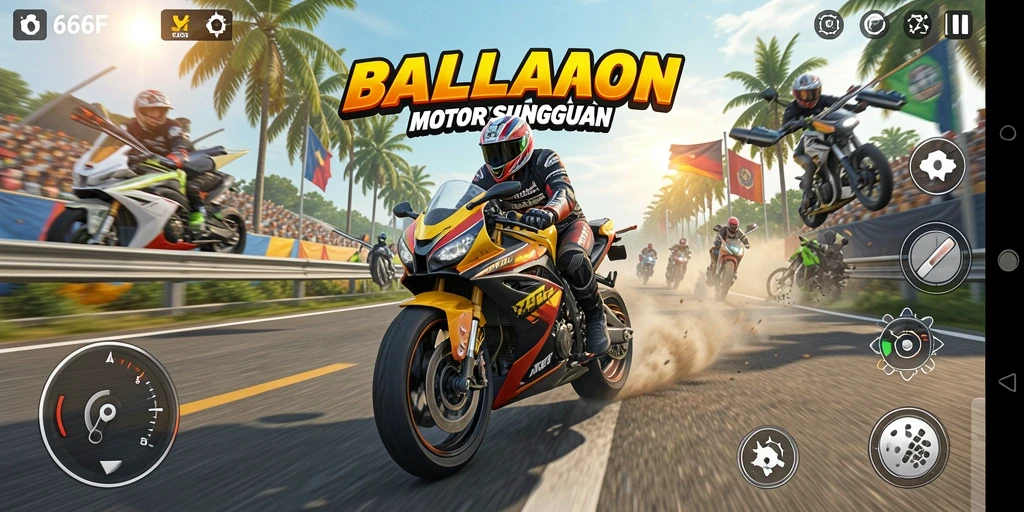 Screenshot gameplay <strong>666F</strong> saat balapan di lintasan yang menegangkan.