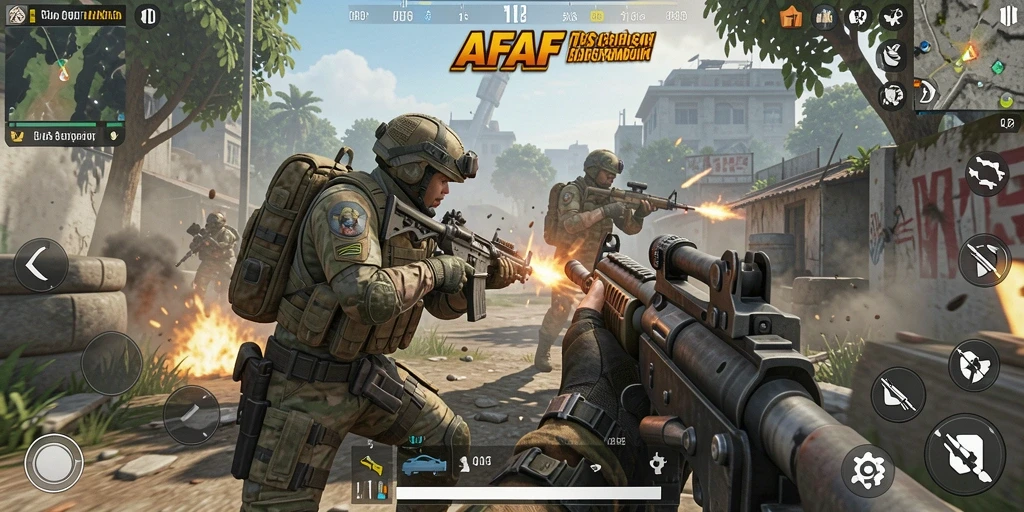 Gameplay AFAF menampilkan aksi tembak-menembak yang mendebarkan.