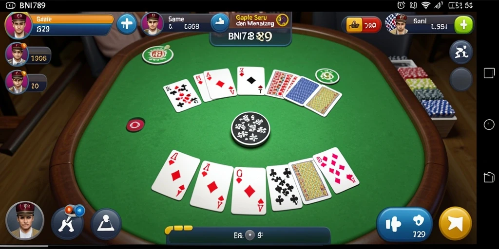 Tampilan gameplay seru dalam BNI789 saat bermain Gaple.
