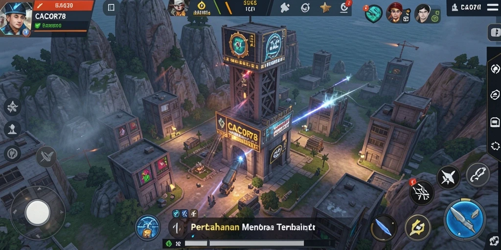 Tampilan gameplay menarik <strong>CACOR78</strong> dengan menara defensif yang strategis.