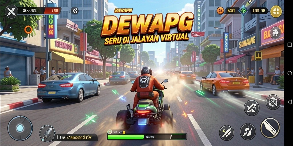 Tangkapan layar DEWAPG menampilkan aksi balapan penuh kecepatan.