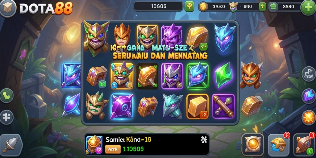 Tampilan gameplay DOTA88 dengan elemen Match-3 yang berwarna-warni.
