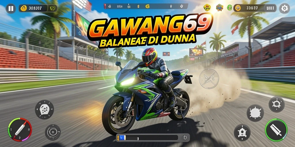 Gameplay seru GAWANG69 dalam balapan motor.