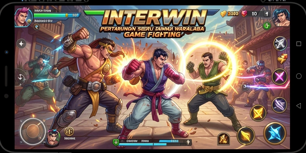 Screenshot INTERWIN menampilkan aksi pertarungan yang mendebarkan dan karakter yang kuat.
