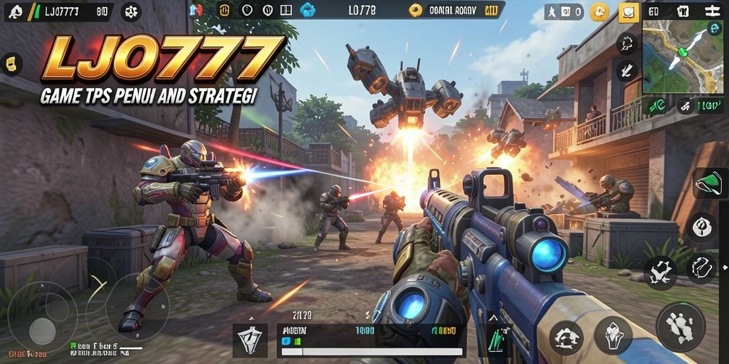 Screenshot utama LJO777 menunjukkan aksi gameplay TPS yang mendebarkan.